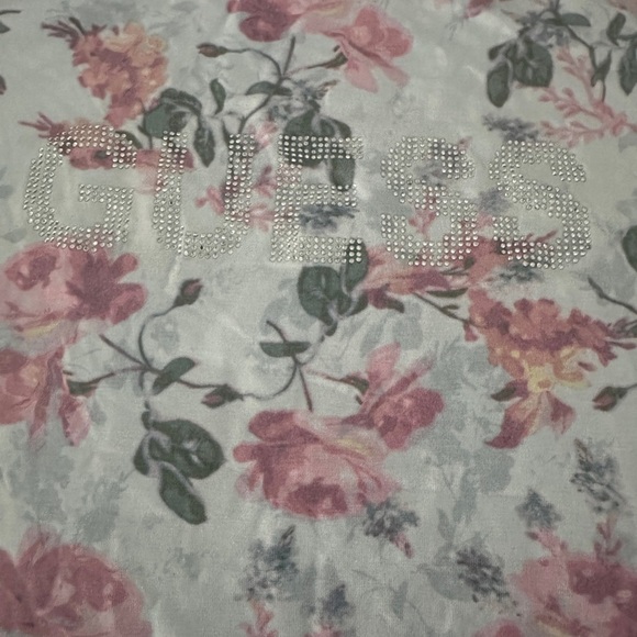 GUESS Floral pink and blue tee size large - Picture 2 of 4